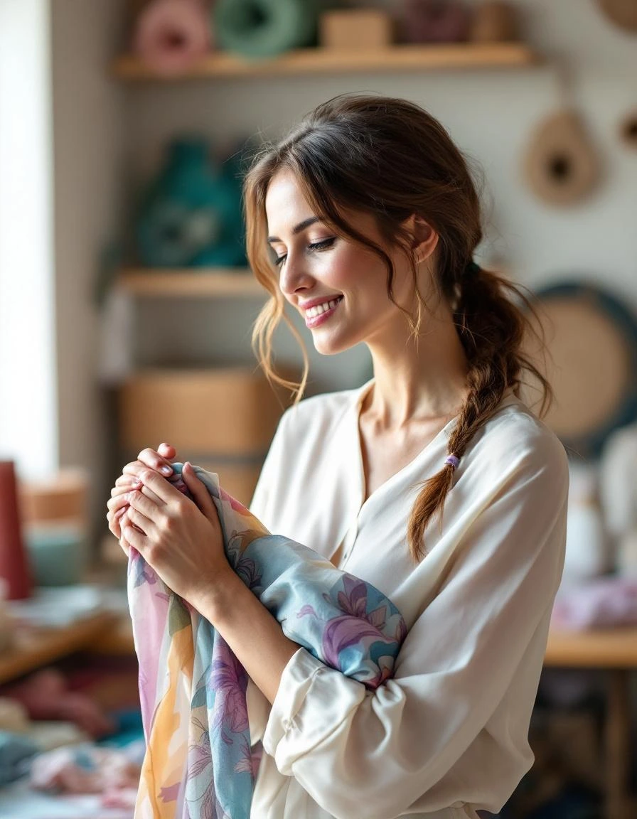 Laetitia Saint-Olive — créatrice de foulards en soie artisanaux